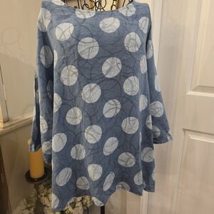 NEW COLLECTION 100% Linen Blue Tunic Made In Italy Art To Wear Lagenlook Boho